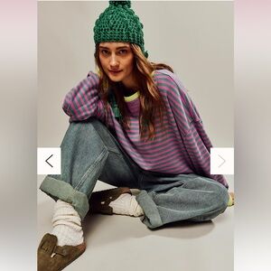 Free People We The Free Classic Striped Oversized Crewneck XS
